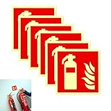 6 Piezas Señal Luminiscente Señal Extintor Autoadhesiva de PVC,Señal de Seguridad y Protección Contra Incendios,para Casa,Oficina,Exterior e Interior