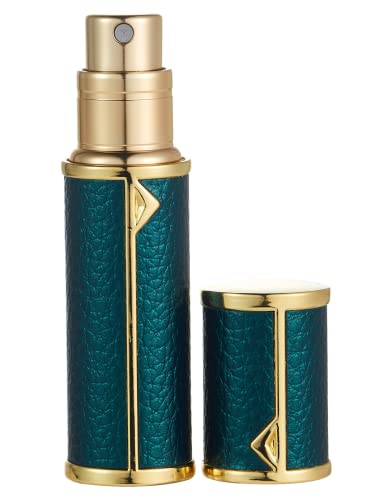 AsaNana Parfümzerstäuber, nachfüllbar, Reisegröße, auslaufsicher, Bodenpumpe ohne Trichter, luxuriöse kleine Frauen und Männer, 5 ml (Dunkelgrün) Cover