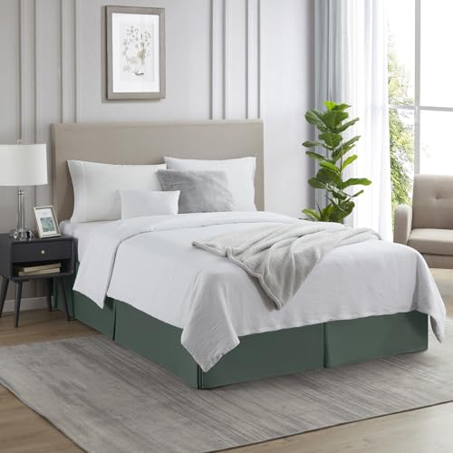 Image of Nestl Forest Green Full Bed Skirt - Full Size Bed Skirt 14 Inch Drop - Brushed Microfiber Bed Skirts - Hotel Quality Pleated Bed Skirt - Shrinkage & Fade Resistant