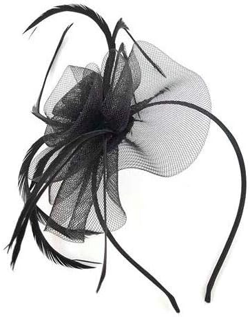 Black Elegant Flower Feather Headband 