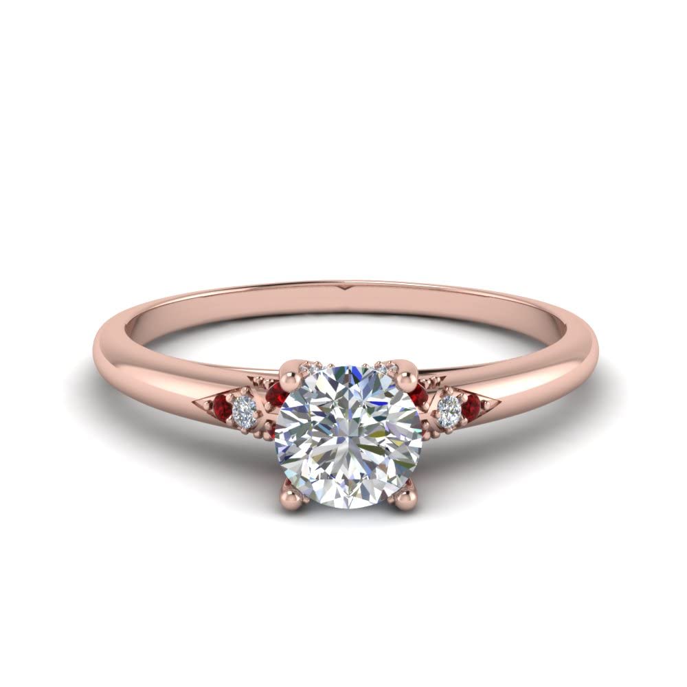 Choose Your Gemstone Petite Dome Engagement Ring Rose Gold Plated Round Shape Petite Engagement Rings Everyday Jewelry Wedding Jewelry Handmade Gifts for Wife US Size 4 to 12
