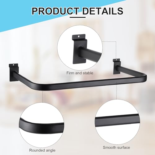 Shimeyao 4 Pcs U Shaped Handrail for Slatwall 24 Inch Oval Tubing Handrail Metal Slat Wall Accessory for Retail Displays Bracket Clothing Rack Home Use (Black) by Shimeyao - Image 3