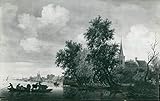 Vintage photo of'River Landscape with a Ferry,' by Salomon van Ruysdael