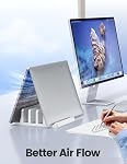 Vaydeer 3-Slot Vertical Laptop Stand Made of Premium ABS Plastics 5 in 1 Design Space-Saving Adjustable Desk Organizer for All MacBook/Chromebook/Surface (White)