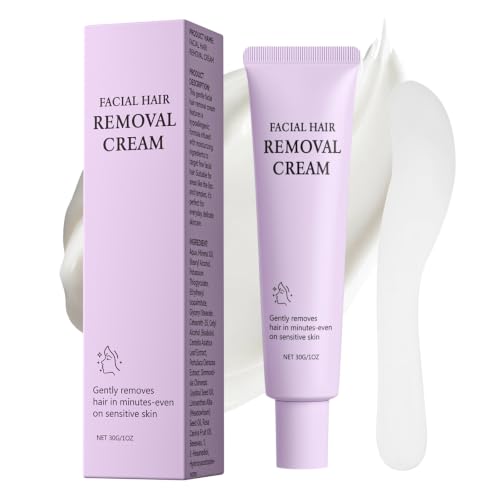 Facial Hair Removal Cream for Women Gentle Face Hair Removal Cream for Sensitive Skin Depilatory Creams for Face Chin Upper Lip for Smooth Soft Skin Grooming Routine 1.01 fl oz