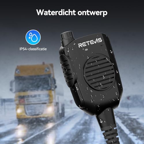 Retevis HA1UV Funkgerät Mikrofon mit Lautsprecher,IP54 Wasserdichtes Funkgerät mit Handmikrofon,Lautsprecher Mikrofon Kompatibel Ailunce NR40 HA2 HD2 RT29 NR630S RT648 NR630 RT87(1 Pack)