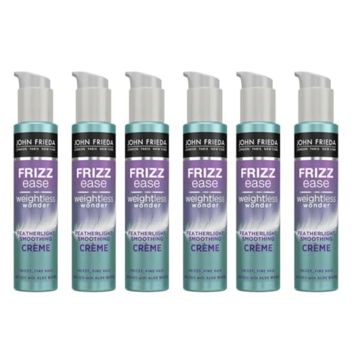 Image of John Frieda Frizz Ease Weightless Wonder Featherlight Smoothing Crème for Frizzy Fine Hair, with Aloe Water, 100ml, Pack of 6