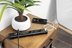 GE UltraPro 7-Outlet Surge Protector, 2 USB Ports, 4 Ft Power Cord, 1500 Joules, Flat Plug, Twist to Close Safety Covers, Power Filter, Circuit Breaker, Warranty, UL Listed, Black, 40482