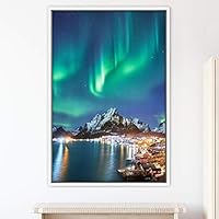 Framed Canvas Wall Art Night View Landscape Canvas Prints Home Artwork Decoration for Living Room,Bedroom - 16x24 inches