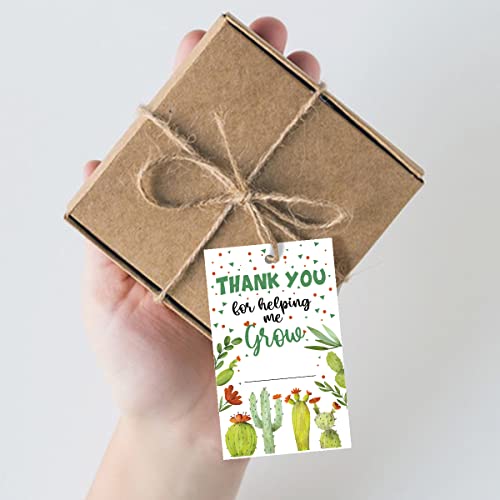 Cactus Teacher Appreciation Gift Writing Thank You Tag,Thank You For Helping Me Grow Succulent Fiesta Cactus Tag,End Of School Year Tags Gift Tags,Thank You Gift Tags Card For Teacher(50Tags) #TOP4