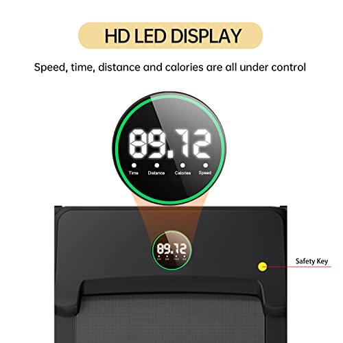 RHYTHM FUN Treadmill Under Desk Walking Treadmill Compact Portable Mini Treadmill for Small Spaces Installation-Free Quiet Jogging Treadmill with Smart Remote and Workout App for Home Office Apartment