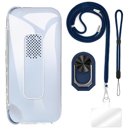 ESACMOT [4 in 1] �P�[�X Ayaneo Pocket S Mini �Ƃ̌݊�������A�X�g���b�v�A���X�g�o���h�A�����O�t���A�ϏՌ��ی�J�o�[���s�p�Z�b�g (�N���A�P�[�X + �u���[�Z�b�g)