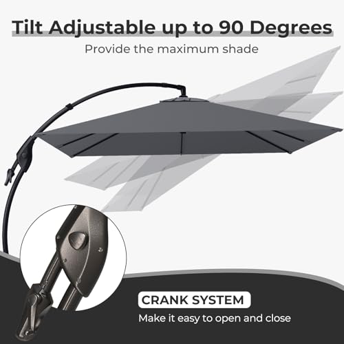 Image of Grand patio 10x10 FT Sunbrella Cantilever Square Umbrella, Charcoal