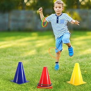 BOBBYQ 3 in 1 Outdoor Games Combo Set, 26PCS Multi-Colored Plastic & Cloth Tossing Game, Ideal for Birthday Parties & Carnivals