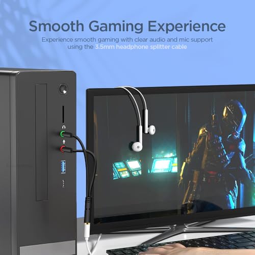 Image of UNIGEN 3.5mm Aux Headphone Splitter Cable | Female to Dual 3.5mm Male Mic & Audio Y Adapter | Connect Smartphone Headset to PC, Laptop, Computer