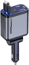 120W Carregador De Celular Retrátil De Para Carro Com Carregamento Rápido 4 Em 1 E Tecnologia Starlight, Com USB-C