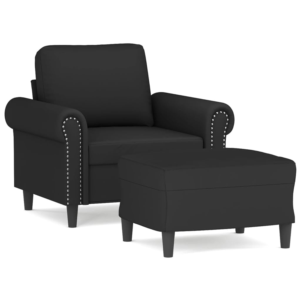Gecheer Poltrona con Poggiapiedi Nero 60 cm in Velluto,Poltrona,Relax,Reclinabile,da TV,da Lettura,Poltrona da TV,Poltrona Relax,Comoda,Poltrona Reclinabile,P3201210