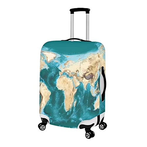 Green Travel Suitcase Protector Personalized Cool Travel Accessories Practical Luggage Covers World Map Print2