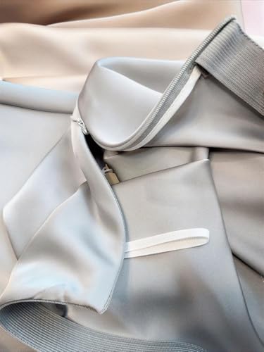 Women's Summer Satin A-Line Long Skirt High Waist Office Fishtail Design Solid Color4