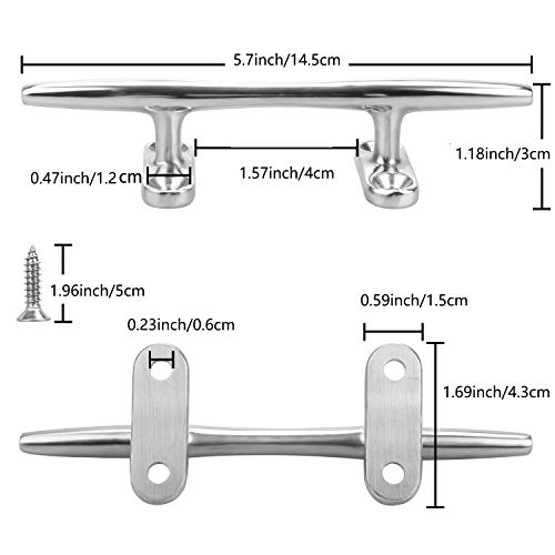 Boat Dock Cleat 6 Inch Boat Cleat Open Base, Marine Heavy Duty 316 Stainless Steel With 8 Pcs Screws(2 Pcs) #TOP1