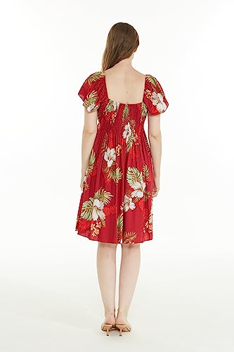 Image of Matchable Family Hawaiian Luau Men Women Girl Boy Clothes in Pineapple Garden Burgundy