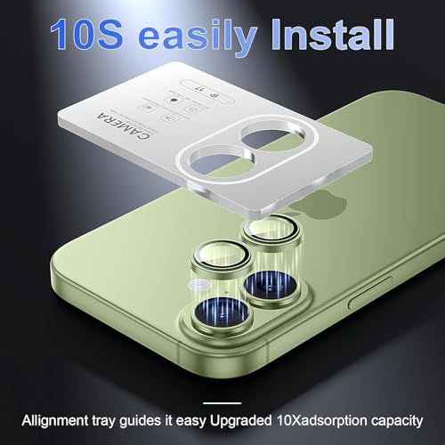 Image of Choiche Camera Lens Protector Compatible for iPhone 17 (Green) - 9H Tempered Glass Camera Cover, HD Clear Anti-Scratch Screen Protector with Metal Ring Decoration, Case Friendly, Night Shot Safe