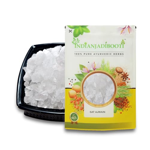 Image of indianJadiBooti Sat Ajwain (900g) - Potent Thymol Crystals for Pain Relief Oil & Steam Inhalation | Pure Ajwain Flower Extract for Cold, Cough & Gas | Food Grade Concentrated Aroma