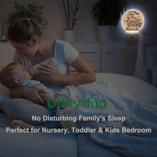 Image of Novelty Night Light Home Sweet Home Wooden Night Lights Plug into Wall for Boys Girls, Plug-in Nightlight 0.5W LED Lighting for Stairway Hallway Bedroom