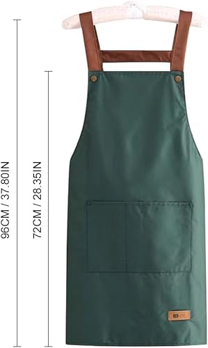 Miniatura 5 de Delantal de cocina para cocinar, delantal impermeable para hombre y mujer, resistente al aceite, con 2 bolsillos, delantal de chef