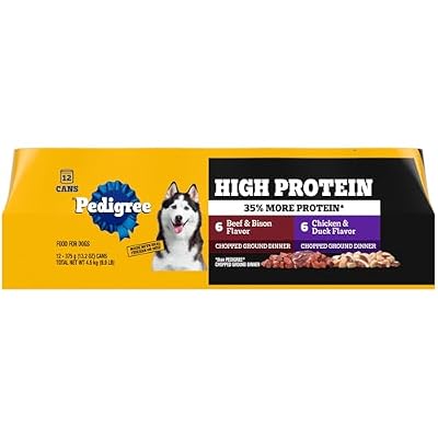 Pedigree High Protein Wet Dog Food, Chicken Duck & Beef Bison Flavors Multipack 13.2 oz. Cans (12 Count, Pack of 1)