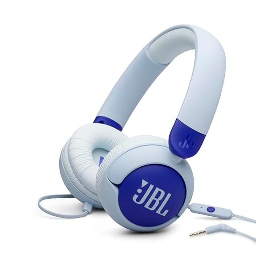 JBL Junior 320 - Fones de ouvido infantis com fio, som seguro (<85dB), microfone embutido, adequado para crianças e personalizável com adesivos incluídos (azul)