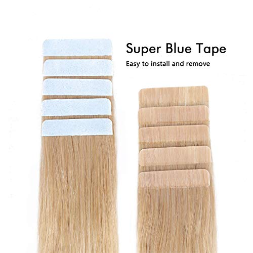 Image of SUYYA Tape In Hair Extensions Human Hair 16 Inch #16 Light Blonde