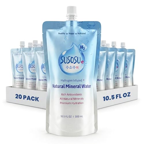 Susosu Water - Hydrogen Infused Natural Mineral Water from South Korea, Crisp Taste, Supports Daily Hydration, BPA Free Aluminum Pouch (10.5 fl oz, 20 Pack)