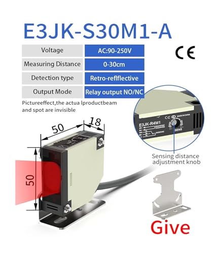 Capteur photoélectrique E3JK à faisceau diffuse commutable NO NC 30cm - 3