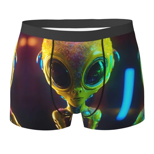 rannsut Calzoncillos tipo bóxer para hombre con estampado de Alien Planet, ropa interior suave y transpirable para hombre, comodidad durante todo el día, Negro, S