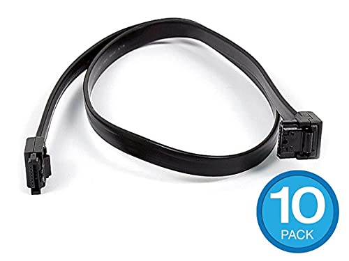 Monoprice Sata 6Gbps Cable With Locking Latch (90 Degree To 180 Degree) - 0.83 Feet - Black (10 Pack) Compatible With Sata Hdd, Ssd, Cd Driver, Cd Writer #TOP1