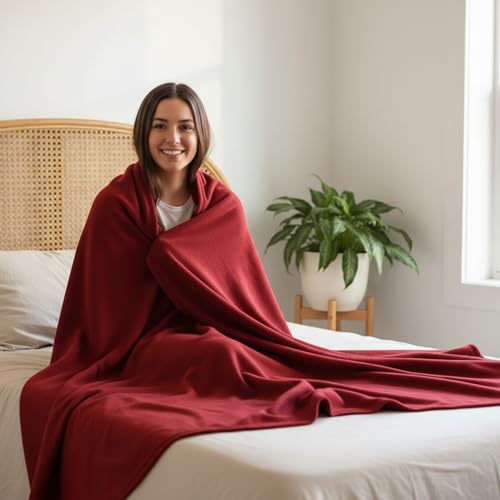 Image of IVAZA 300 TC All Season Solid /Plain Lightweight Polar Fleece Single Bed Blanket (152 x 230 cm) Maroon Blanket SingleIV13