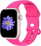 Cindgress Sport Band Compatible with Apple Watch 41mm 38mm 40mm 42mm for Women Men, Soft Silicone Strap for iWatch Wristband Series Ultra SE 11 10 9 8 7 6 5 4 3 2 1 S/M Hot Pink