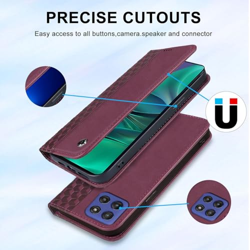 Wallet Case for Motorola Moto G Stylus 5G 2026/2025 6.7 Inch - PU Leather Flip Cover with Card Holder Slots, Strong Magnetic Folio Kickstand Phone Case, Wine Red by Oduio - Image 4