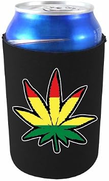 Rasta Leaf Collapsible Can Coolie Black