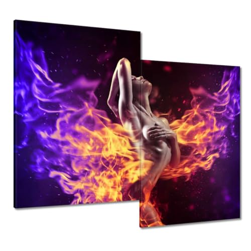 Peinture imprimée sur toile 80x70cm Femme en flammes H6254M_PC2I