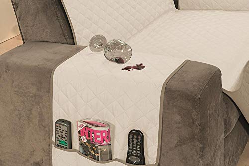 Protetor De Sofá Impermeável 2 Lugares Padrão Liso Dupla Face Tecido Microfibra Kaqui/Palha