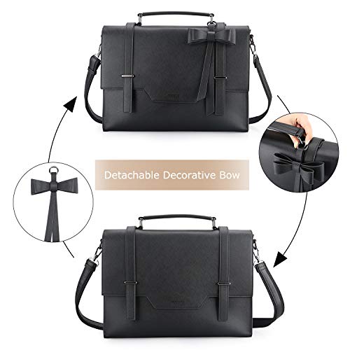 Image of ECOSUSI Laptop Messenger Bag Briefcase for Women Satchel Handbags 15.6 inch Laptop Bag Crossbody Purse with Padded Compartment for Office Travel College, Black