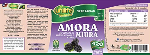 Kit com 3 Frascos de Amora Miura com Vitaminas Unilife 120 capsulas 500mg