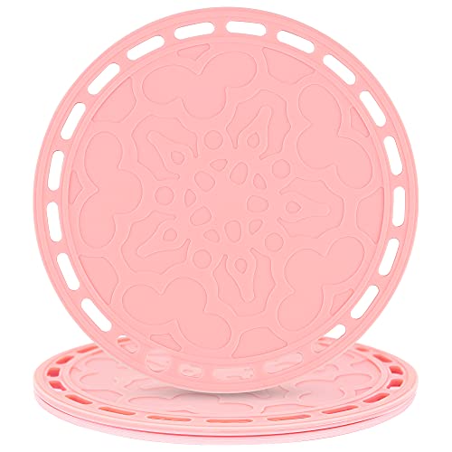 Smithcraft Silicone Trivet Mat - Big Round Silicon Coaster for Hot Dishes and Pots, Countertops, Tables, Pot Holders, Spoon Rest Place Mats - Set of 3 - Pink