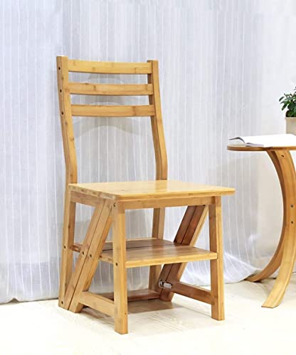 Silla para escaleras plegable de doble uso con peldaños estables de bambú 4