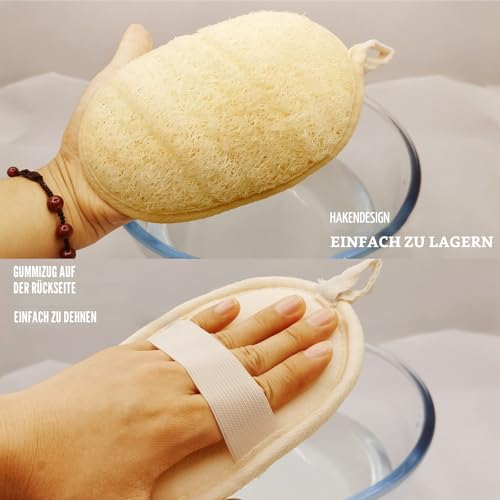 Natürlicher Luffa Schwamm Peeling Körper Wäscher (3 Stück), aus Umweltfreundlichem und Biologisch Abbaubarem Dusch Loofah Schwamm, Luffa für Damen und Herren