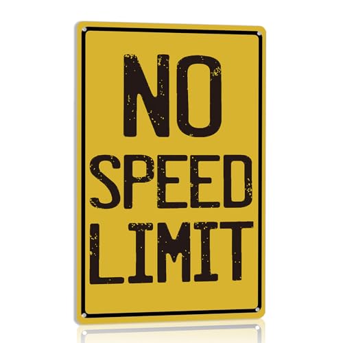 No Speed Limit sign Race Car Decor For Boys Room Vintage Garage Metal Tin Signs Man Cave Decor For Men Funny Street Signs For Bedroom Car Themed Room Decor