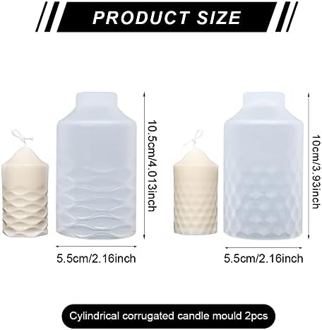 2 Pcs Pillar Candle Moulds for Candle Making, Cylinder Silicone Candle Moulds for Resin Casting Epoxy Mold, DIY Silicone Mould Silicone Resin Mould for Making 3D Candles, Soaps, Wax Crafts (White)