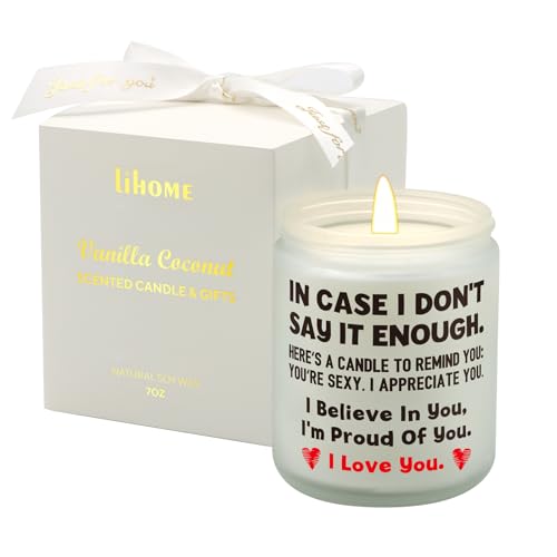 Lihome Gifts for Her - Anniversary Wedding, Birthday, Christmas, Friendship Gifts, Natural Soy Wax Vanilla Coconut Scented Candles(7oz)